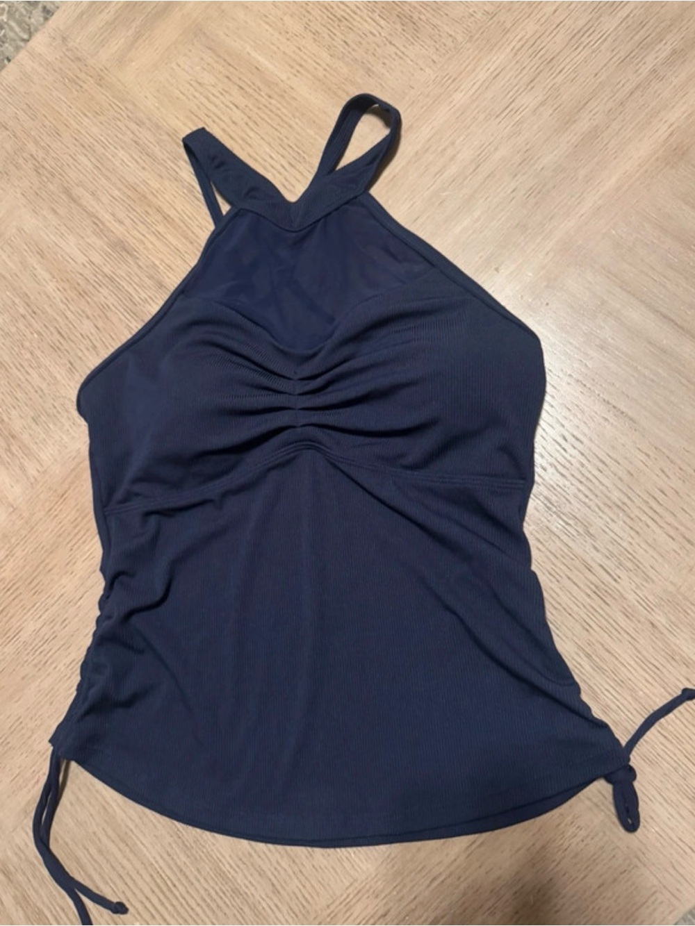 Women’s Navy Ruched Halter Tank Top
